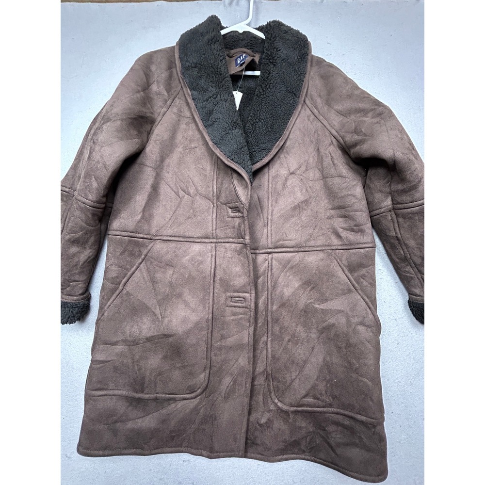 GAP Coat Faux Suede Polyester Brown Medium Womens